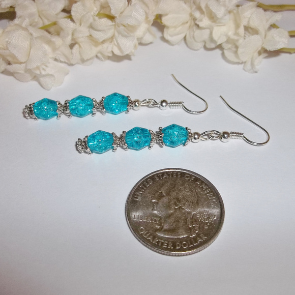 Long Turquoise Blue Beaded Earring Set Gift Dangle Earring Earring Earring 4549 - Picture 5 of 6